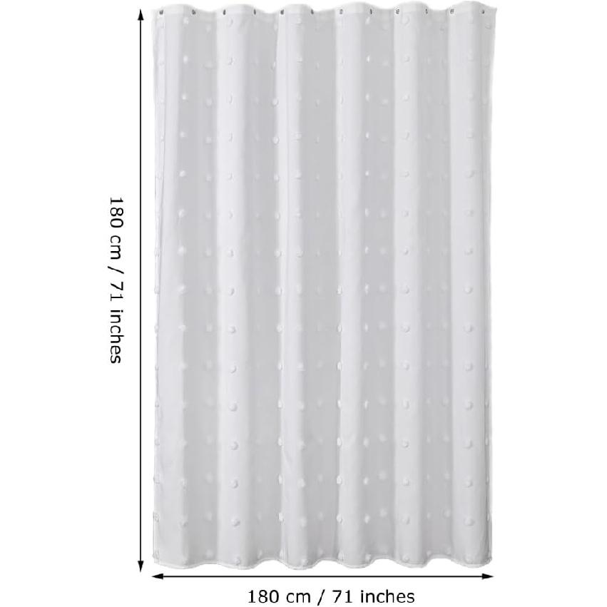 Kaxich White Polyester Shower Curtain, Waterproof Spherical Cut Flower Shower Curtains with Hooks and Weighted Hem (180x180 cm)