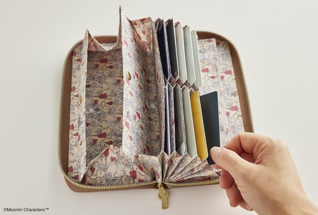 MOOMIN Large Capacity Bellows Long Wallet for Easy Viewing of Cards BOOK ROSE BROWN (Variety)