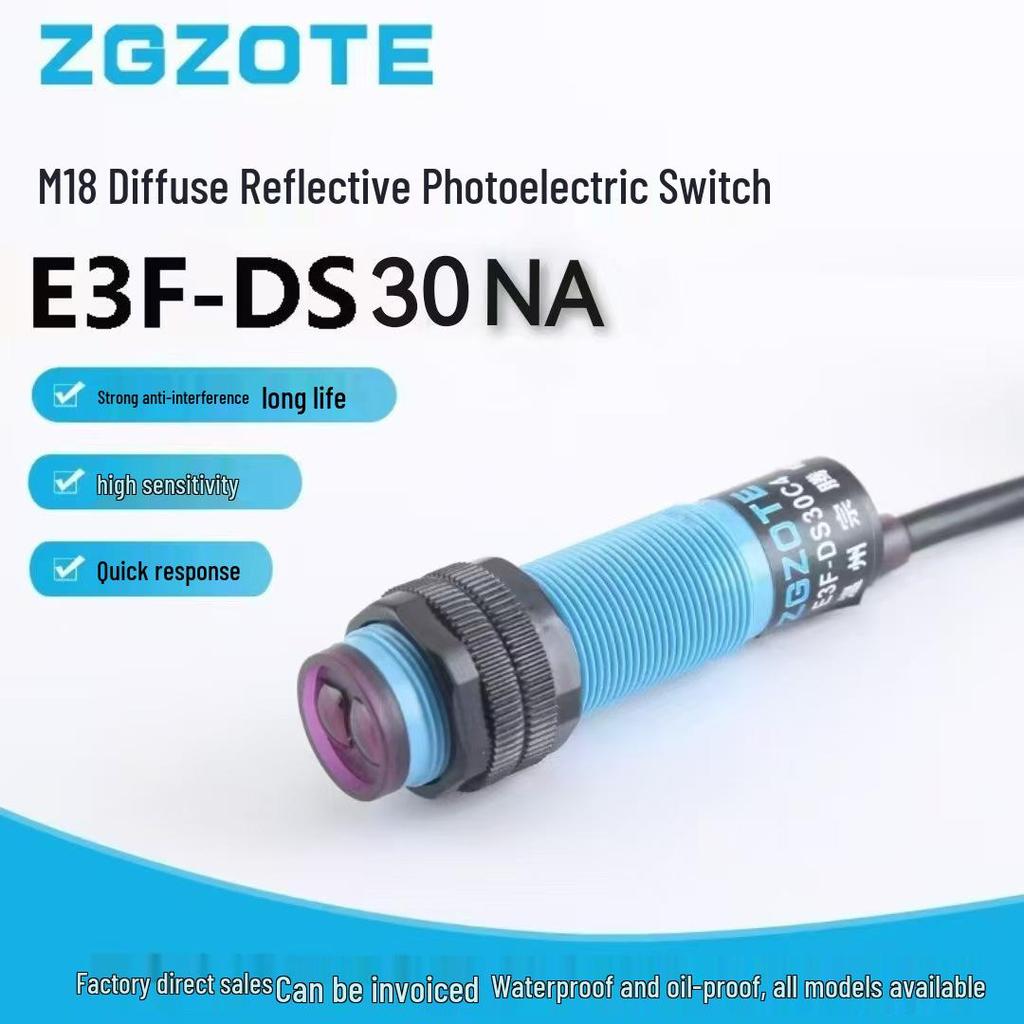 Diffuse Reflection Photoelectric Sensor E3F-DS30P1, DC Three-wire PNP, NO, 6V-36V