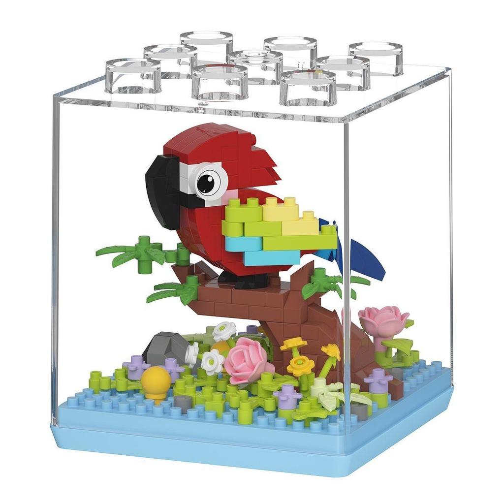Creative Building Blocks Cute Parrot Bird Acrylic Box Art Toys Gift For Children For Girls