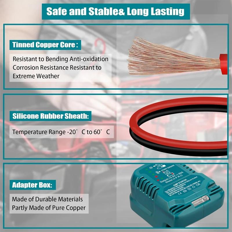 For Makita/Milwaukee/Dewal/EINHEL 18V Battery Jump Starting Adapter Auto Booster Cable for Jump Starting Car Using Tool Cable