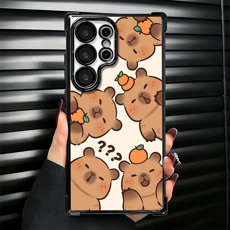 Funny Capybara Cartoon Cute Plating Phone Case For Samsung Galaxy S24 S25 FE S26 Edge S23 Ultra S22 S21 Plus S20 Anti-Fall Airab