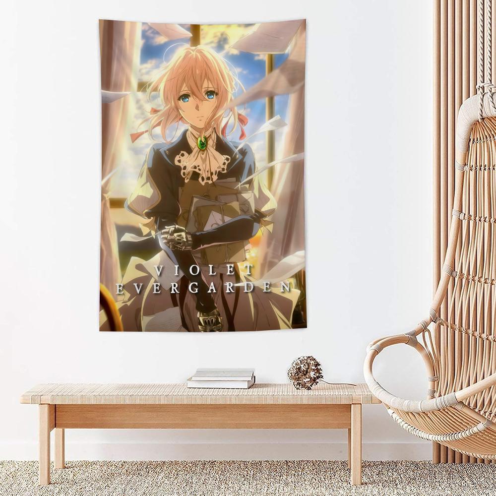 Anime VViolet Evergarden Tapestry Microfiber Wall Hanging For Bedroom Living Room Decor Outdoor Festival Garden Bar Background