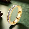 Stainless Steel Ring with Star-Inlaid Diamonds, Fade-Resistant, Titanium Finish