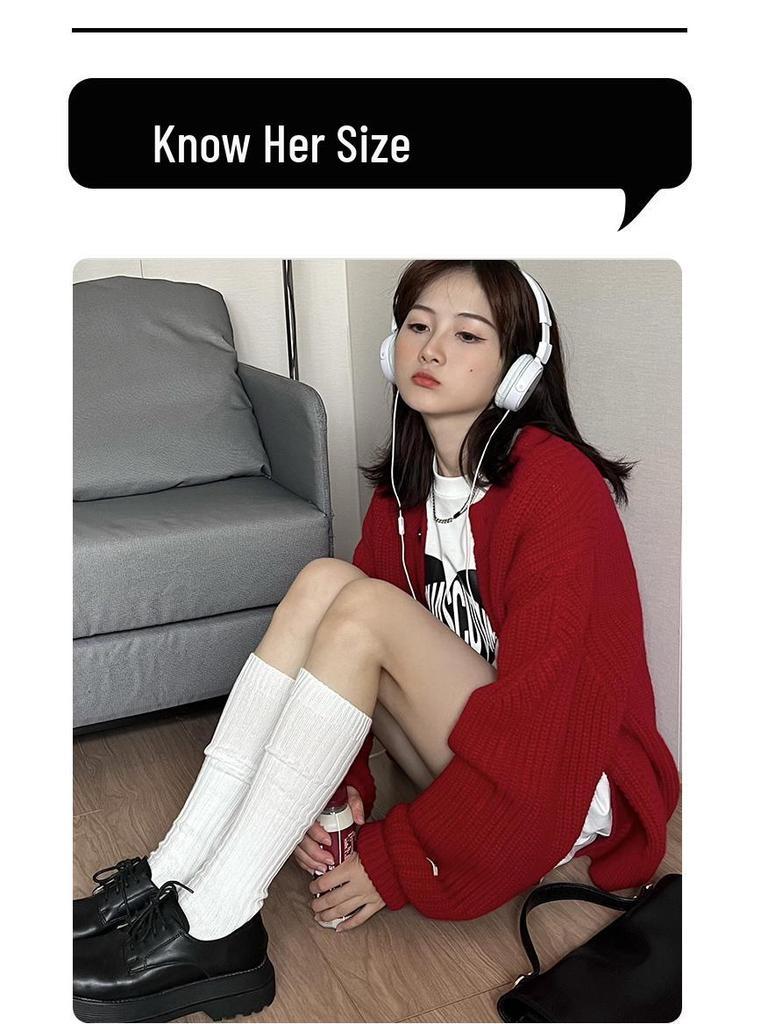 Plusox Women's Beige Cotton Over-the-Knee Warm Socks - Autumn/Winter Collection