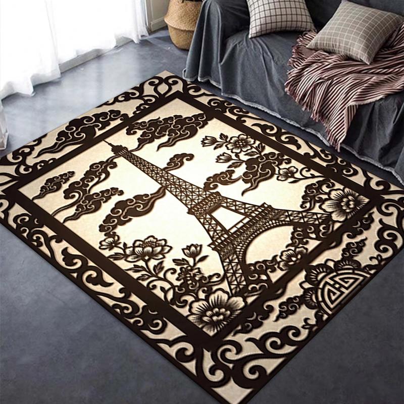 2025 New Paris Eiffel Tower Carpet Rug for Living Room Bedroom Home Sofa Decoration,Kids play Non-slip Floor Mat89