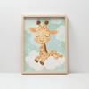 Giraffe On a Cloud Poster Giraffe On a Cloud Poster, 70X100 Cm, Dark Brown Wooden Frame, 230 Gsm Matte Paper