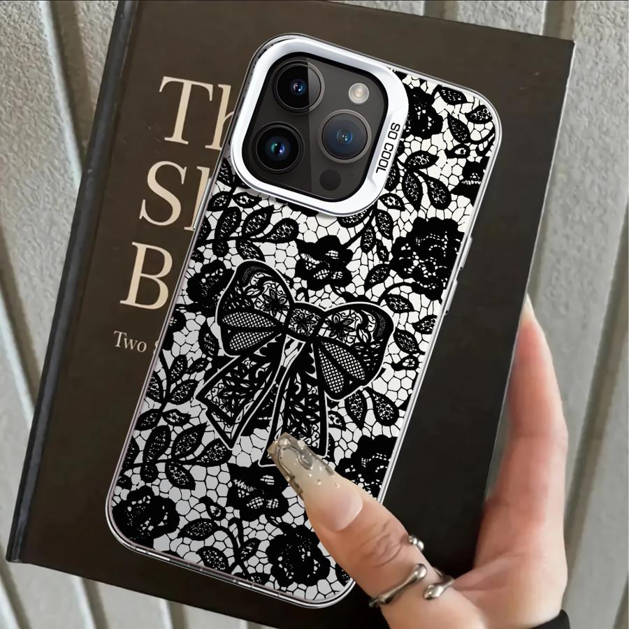

Fashion Black Lace Case for iPhone 17 Pro Max 13 Pro Air XR 12 XS 16 15 Plus 14 11 Back Phone Cover iPhone 15 Pro