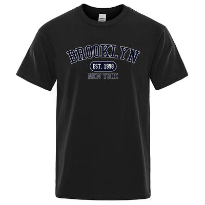 Cotton Brooklyn Est.1998 New York Letter Print T Shirts Man Women Casual Short Sleeve Breathable Fashion Tops Cotton Oversized T-Shirts