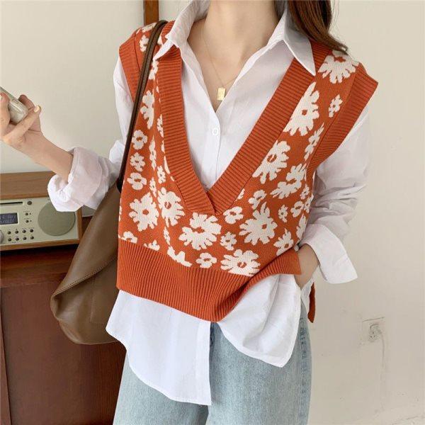 Jenter Kabelstrikk Topper Dame V-hals Strikket Genser Vest Ermeløs Pullover Topp