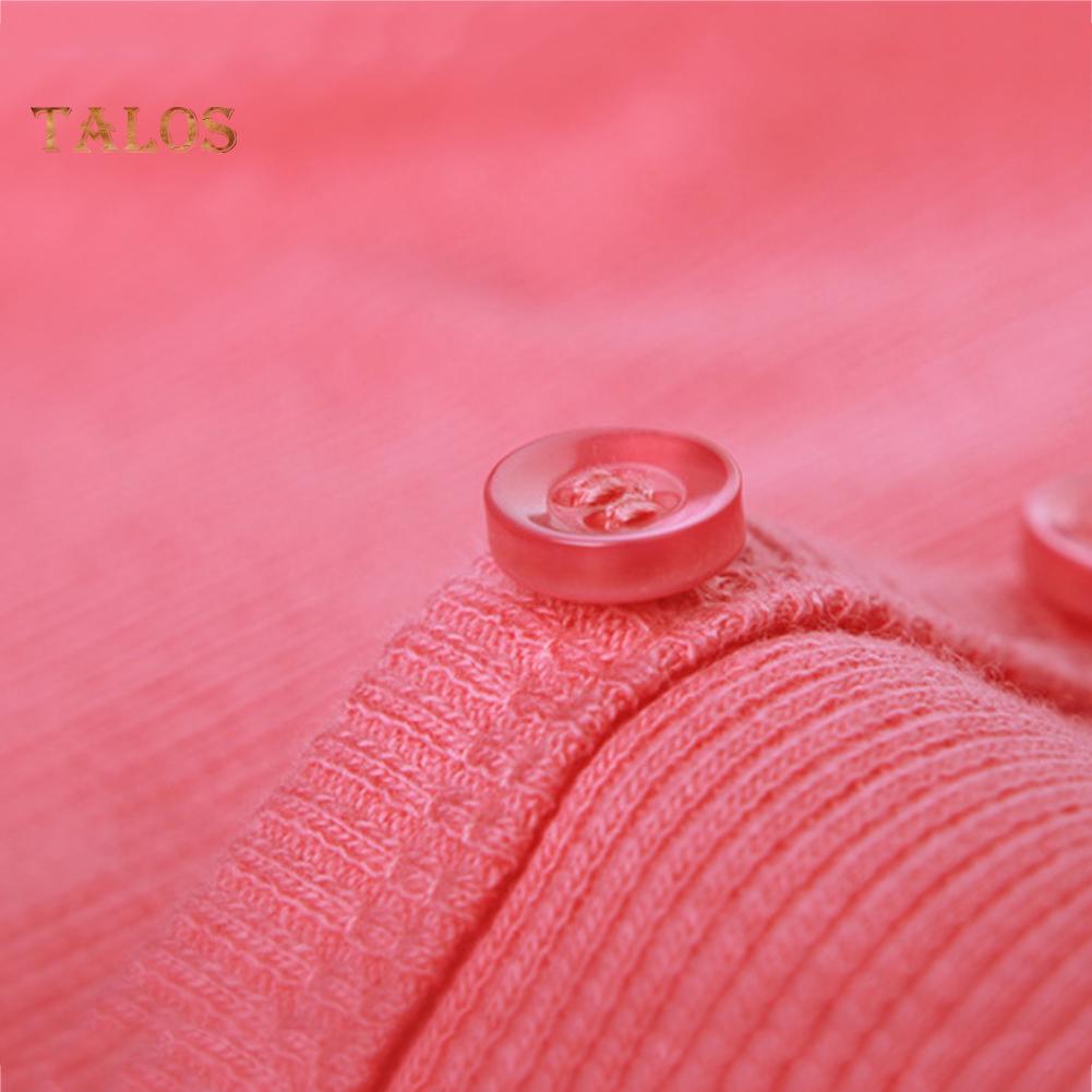 T-Mix Solid Color Women Ribbed Long Sleeve Round Neck Buttons Slim Fit T-shirt Blouse