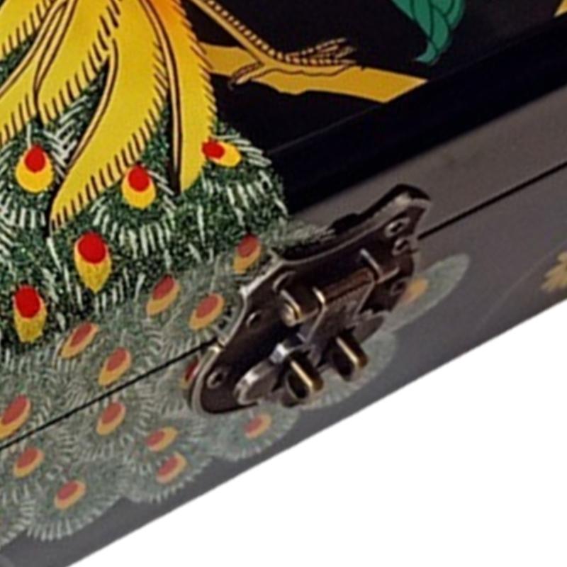 Boîte de rangement pour bijoux laquée artistique Fermeture à clé traditionnelle Fait main Décoration intérieure Organisateurs