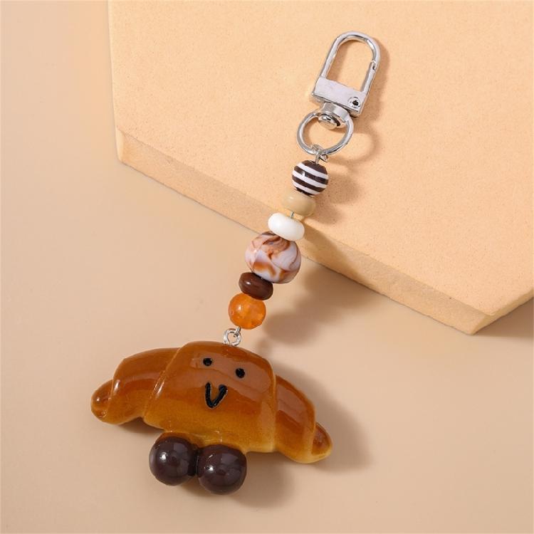 Bread Shaped Keyring Realistic Food Charm Fashionable Key Holder Fun Decoration For Backpacks Handbag