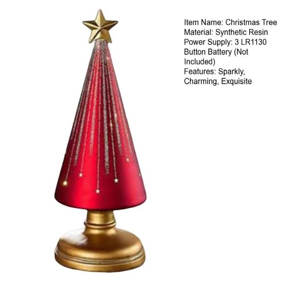 Twinkle Light Christmas Tree Illuminated Starry Night Resin Christmas Tree Ornament for Holiday Bedroom Dorm Tabletop Decor