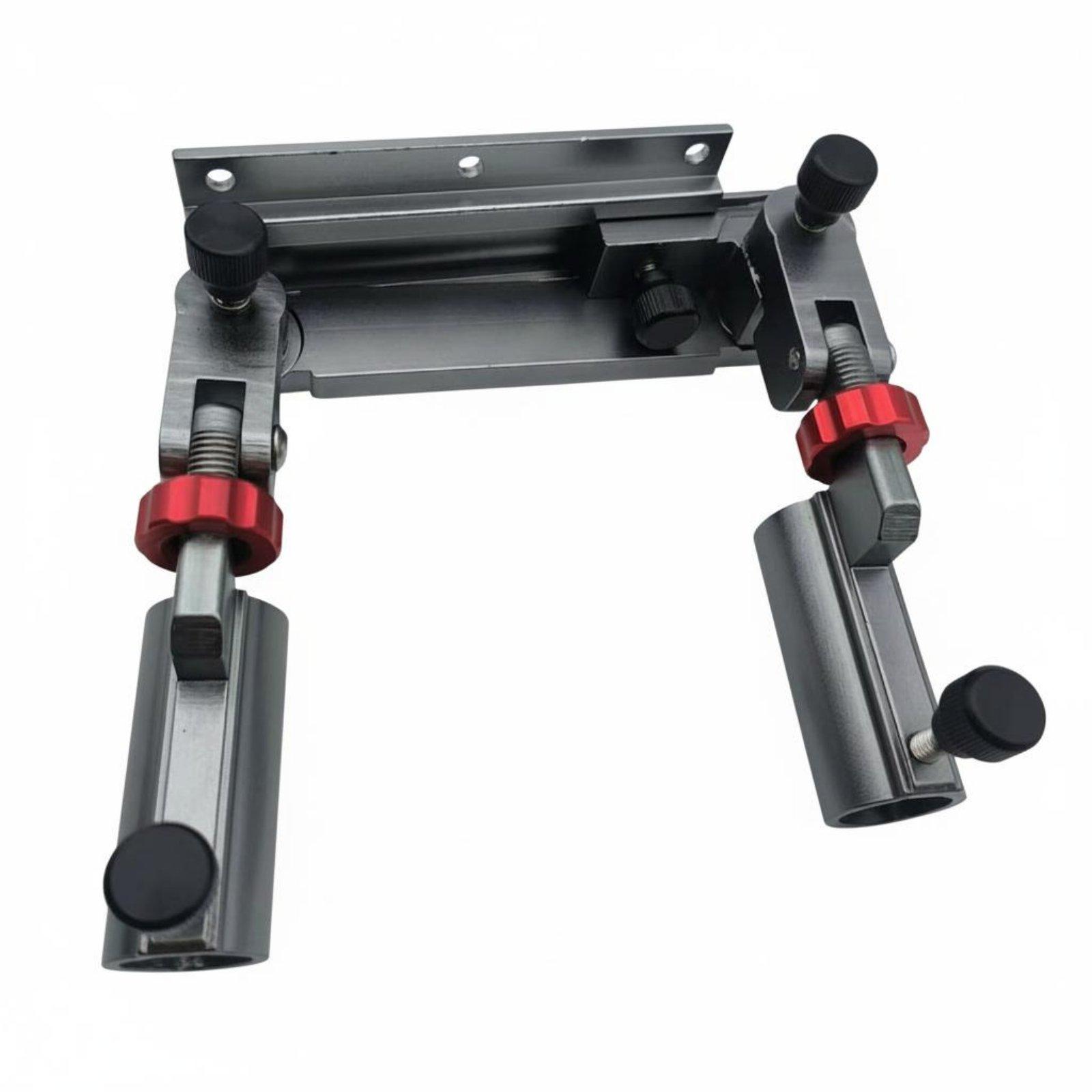 

Fishing Box Corner Mount Quick Adjustment Knob Folding Double Rod Holder Universal Two Rod Stand Resistant серый