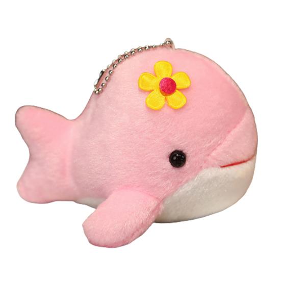 10cm Whale Plush Pendant PP Cotton Filling Cute Cartoon Animal Doll Plush Toy Ornament Colorful Stuffed Sea Animal Plush Doll Keychain Kids Girl Gift