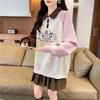 ZOSOUL Penguin Cartoon Embroidered Colorblock Polo Sweatshirt