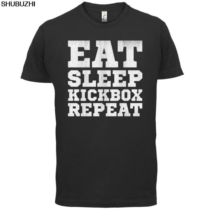 Eat Sleep Kickbox REPEAT  Mens TShirt  Kickboxing  13 ColoursPrint T Shirt Mens Short Sleeve HotMans Unique Cotton Short S
