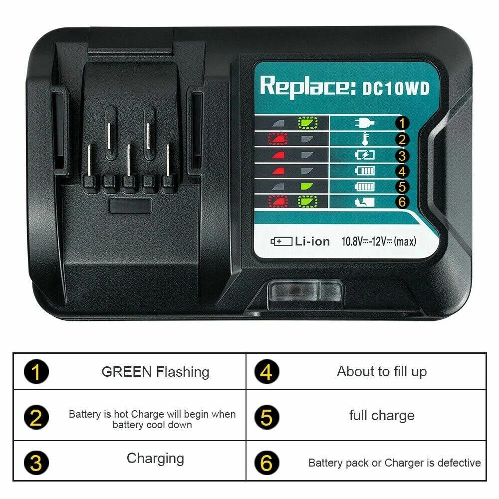 DC10WD Charger Replace for MAKITA battery 10.8V 12V BL1016 BL1040B BL1015B BL1020B BL10DC10SA CL107FDWY CL107DWM AC100-260V