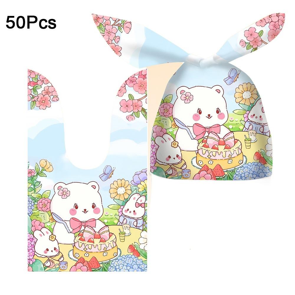 

50 шт. мультяшные пакеты для конфет с кроличьими ушками, пакеты для упаковки печенья с животным принтом для дома Style 2