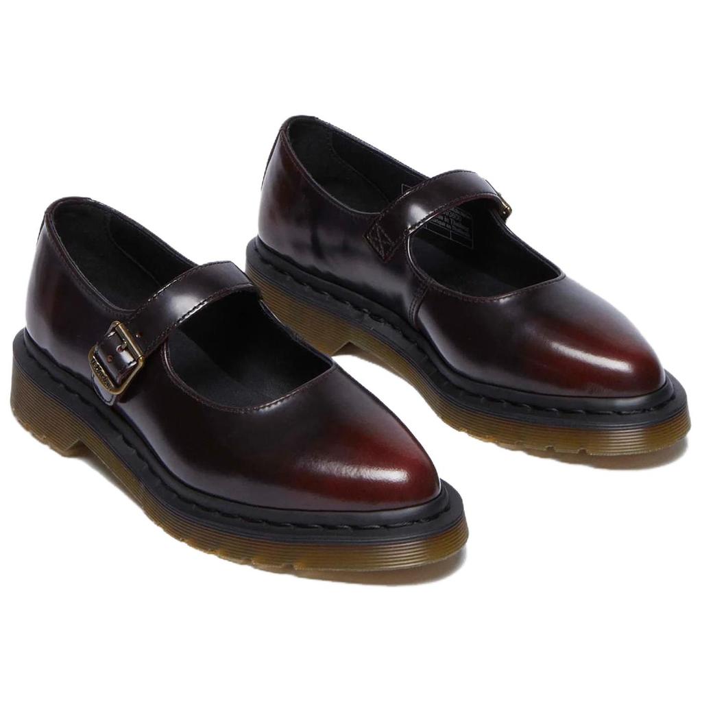 Dr. Martens Elphie Leather Fashion Comfortable Chunky Heel Mary Jane Shoes 3.2cm Women shoes Cherry-Red 41093600