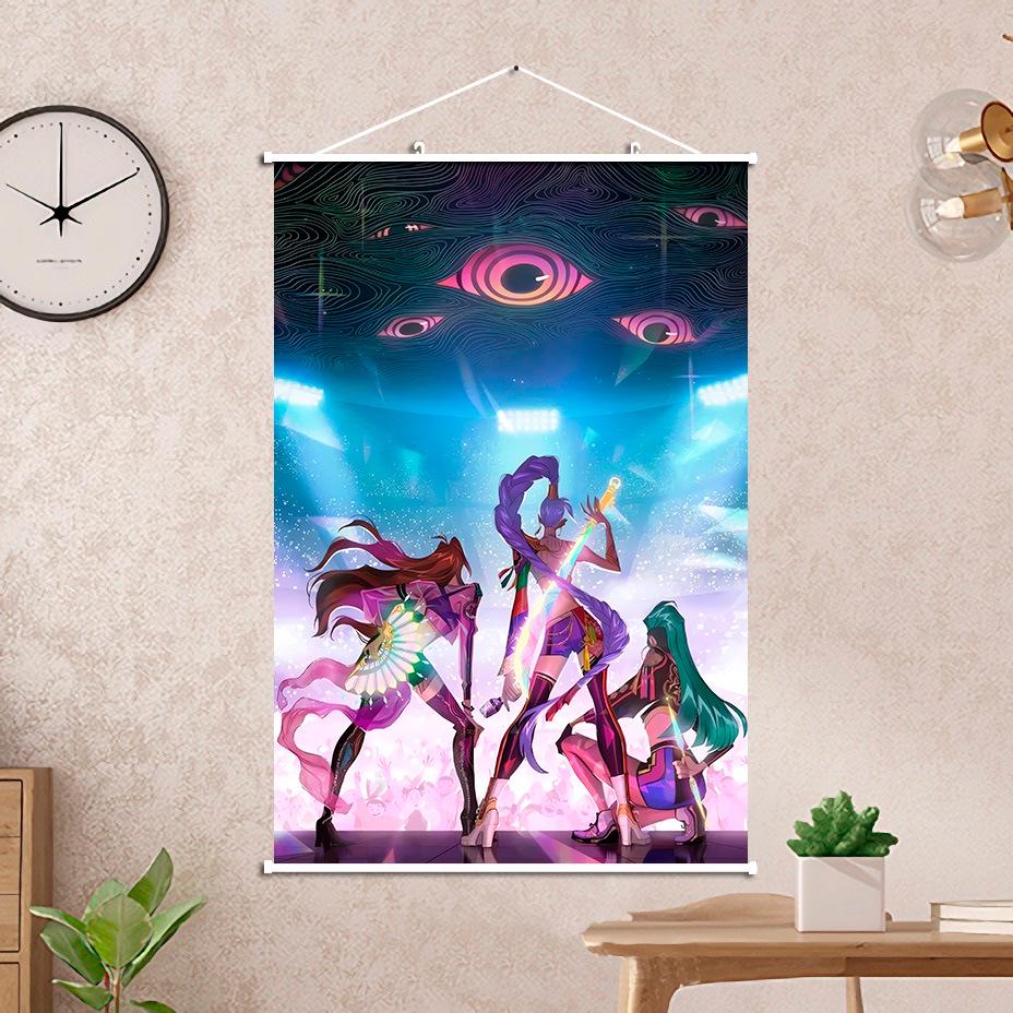 Hunter Girls K-Pop Demon Hunters Hanging Scroll (60x90 CM) Wall Art
