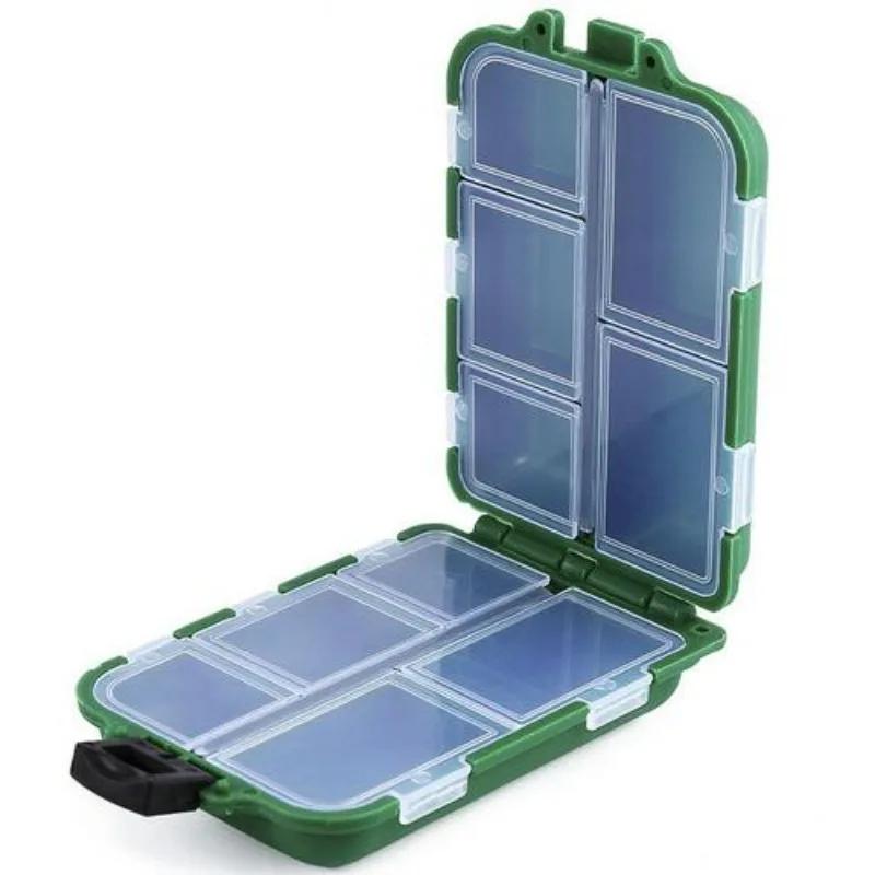 

1pc 10 Compartment Storage Box Fishing Hooks Fishing Bait Transparent Plastic Box Outdoor Fishing Essential Tools зелёный