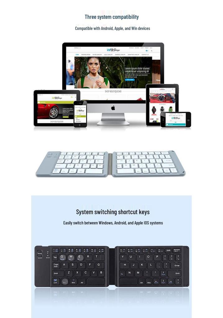 Foldable Bluetooth Keyboard & Silent Mouse Set for Huawei, iPads, Tablets