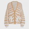 Women's Striped V-Neck Knit Cardigan Sweater - Lightweight, Loose, and Casual for Spring & Fall