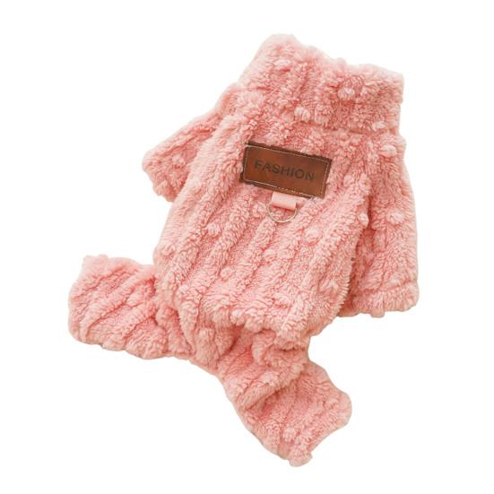 Dog Pajamas Plush Turtleneck Dog Sweater with D-ring Winter Warm Clothes Puppy Onesies for Boy Girl Small Medium Dogs