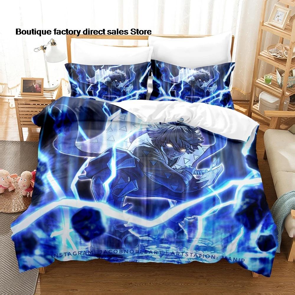 

Zenitsu Agatsuma Bedding Set Single Twin Full Queen King Size Bed Set Aldult Kid Bedroom Duvetcover Sets bed sheet set 2 EU Single 135x200cm