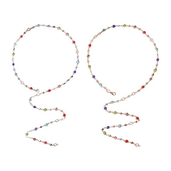 Women Necklace Colorful Faux Crystal Adjustable Length Deep V Neck Clothes Pairing Long Clavicle Necklace Prom Party Chest Jewelry