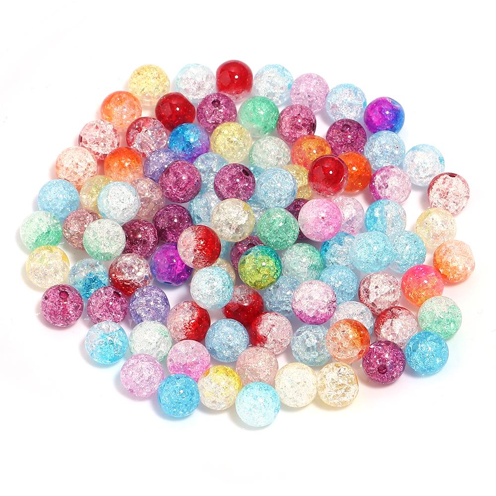40-80pcs 6/8/10mm Crackle Crystal Beads Colorful Glass Round Loose Spacer Bead For Jewelry Making DIY Necklace Bracelet Supplies