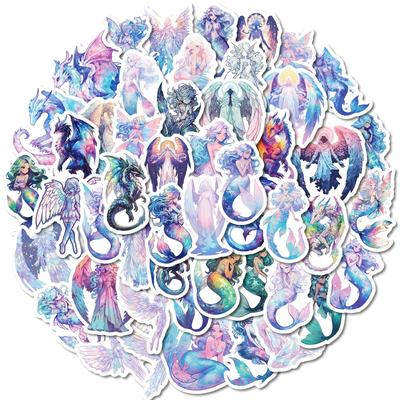 50 Adesivi Olografici Graffiti Sogno Sirena Angelo Tazza Acqua Bagaglio Adesivi Decorativi Impermeabili Adesivi Creativi
