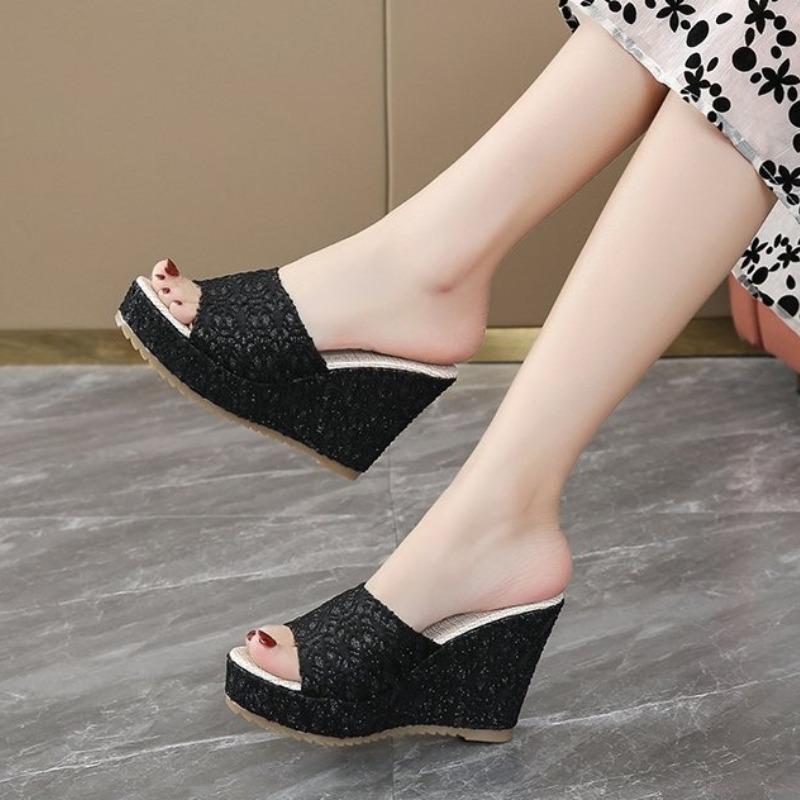 2026 Slippers Women Heeled Sandals Ladies Shoes Heels Platform Slipper Designer Wedge Suede Large Size Summer