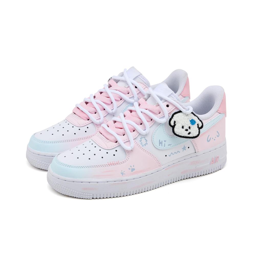Nike Air Force 1 Puppy Track SAML Low top Skateboard Shoes Women's Pink White DD8959-100(Team6-)