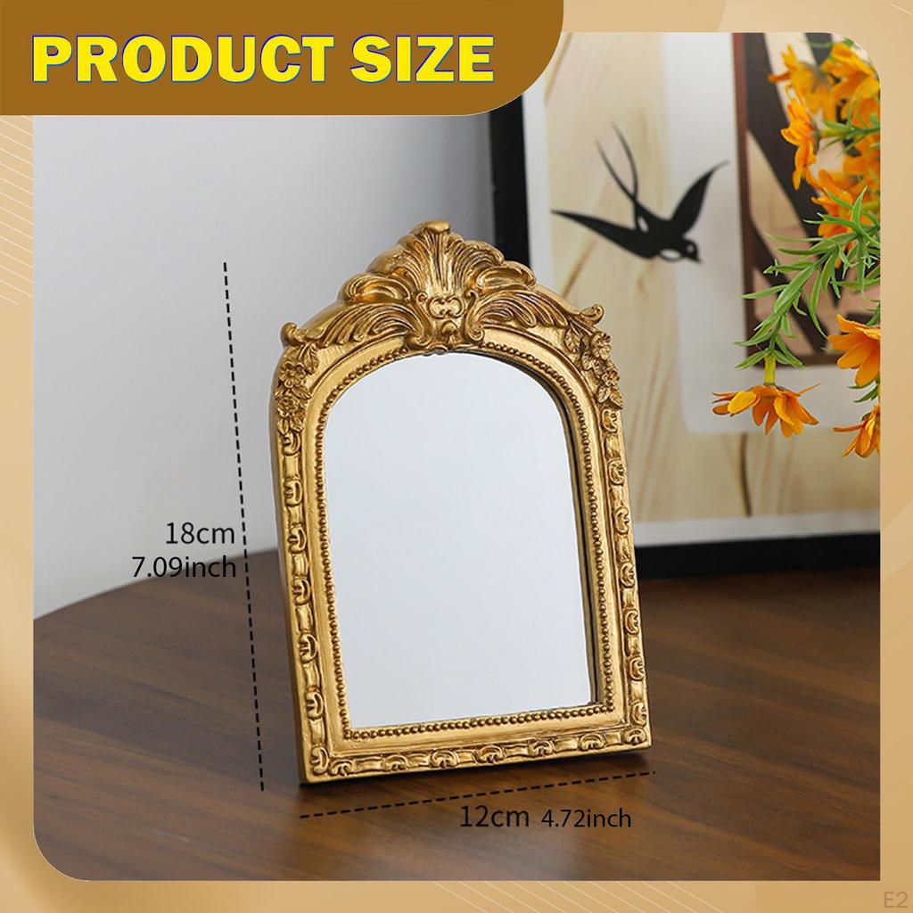 Decorative Vintage Vanity Mirror, Made of Resin, with An Arched Frame, Ideal for Parties.
