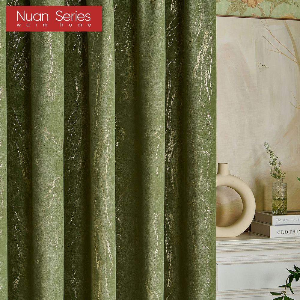 1PC Modern 70-80% Shading Degree Hot Stamping Process Velvet Blackout Curtains for Living Room Bedroom Home Decor Nuan Series