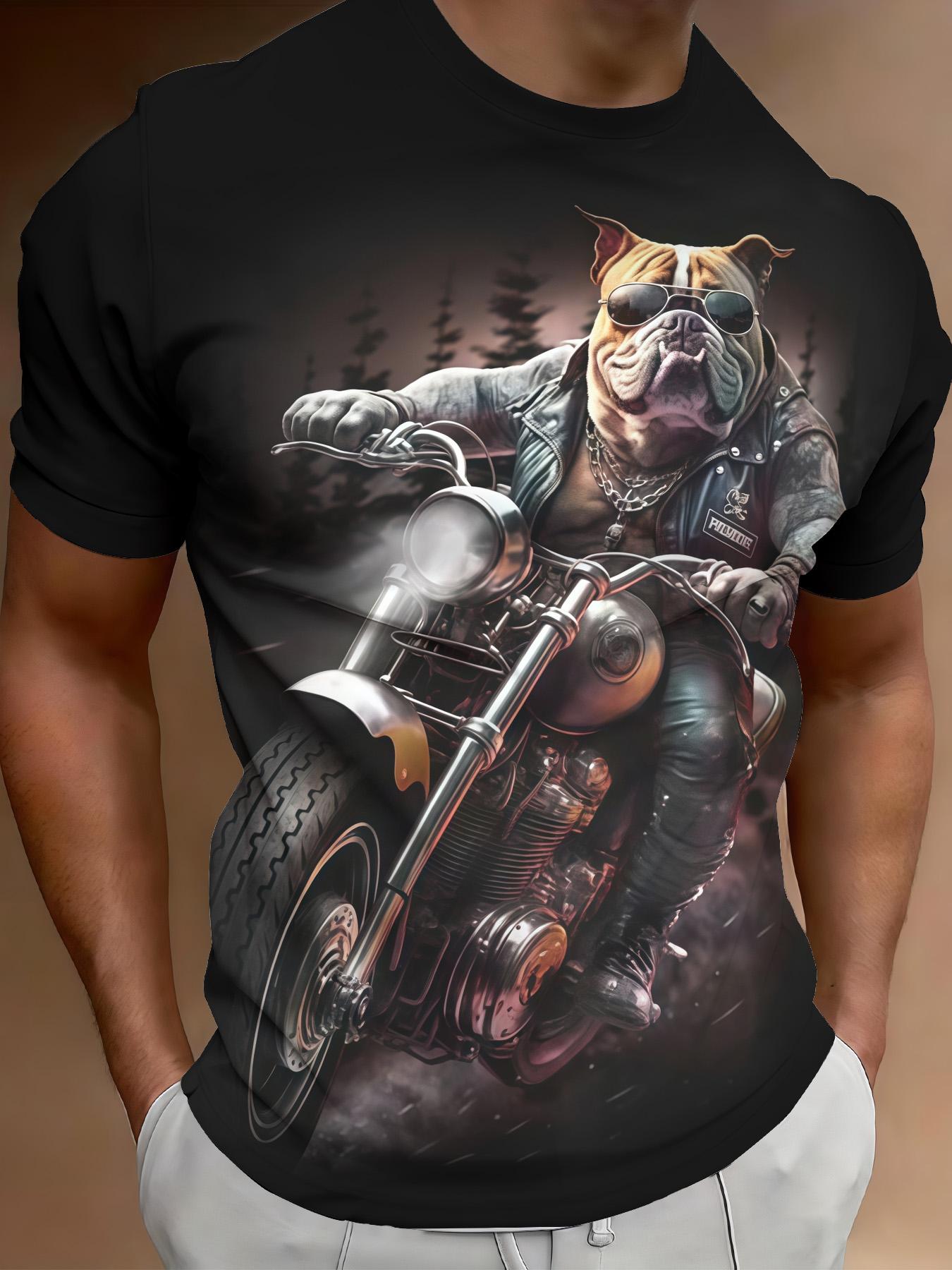 

Trendy Summer New Men s O-neck T-shirt Sunglasses Harley Dog 3D Printed Short Sleeve Design Original Luxury Casual Top Manswear 6XL чорний