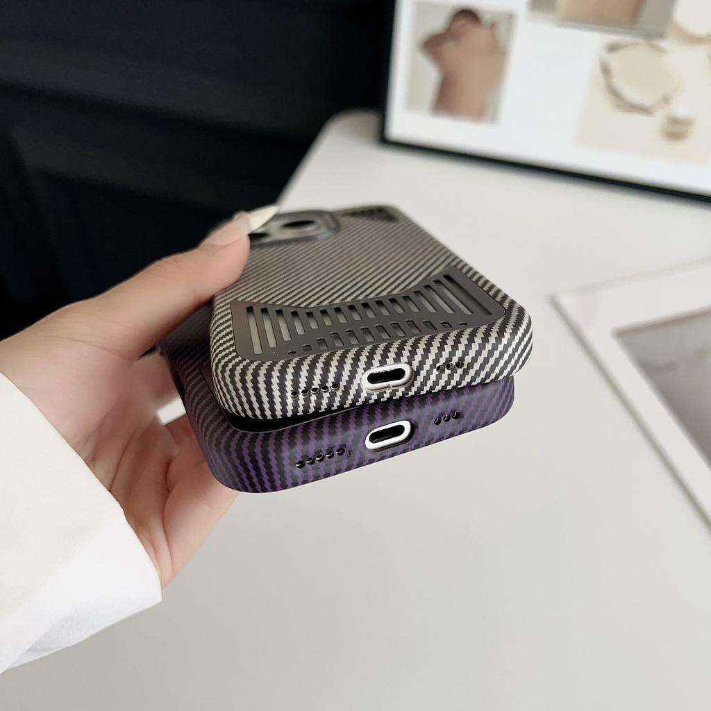 For iPhone 16 Pro Case Compatible with MagSafe Aluminium Alloy Heat Dissipation Leather Phone Back Cover