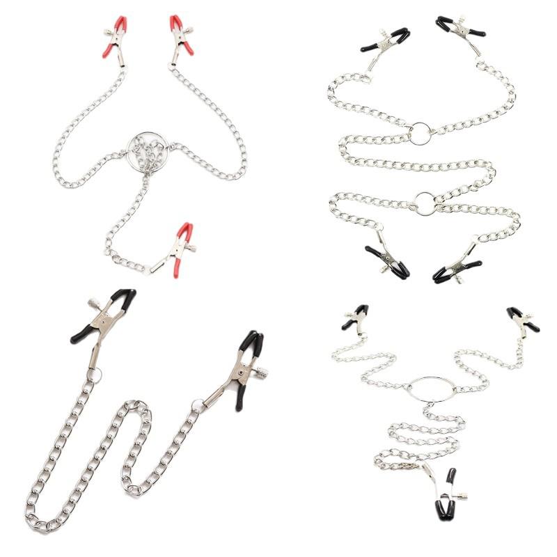 Adjustable Y-Shaped Mamilla Clitoris Mamilla Clamp With Metal Chain Bondage Adult Sex Toy Jewellery Triple nipple clip