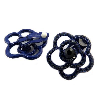 [P4603] - Designer Clips 'Sissi' Blue Black (flower) - 30 Mm