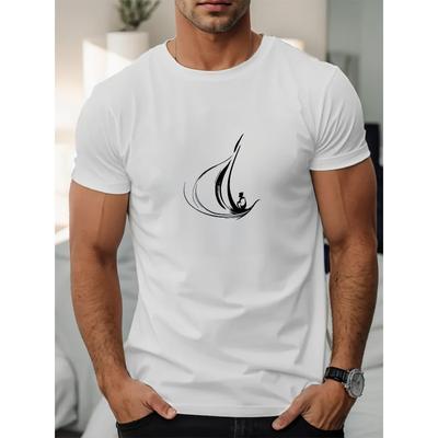 T-shirt Estiva Casual da Uomo con Fantasia di Vela, Girocollo Fresca e alla Moda, Manica Corta