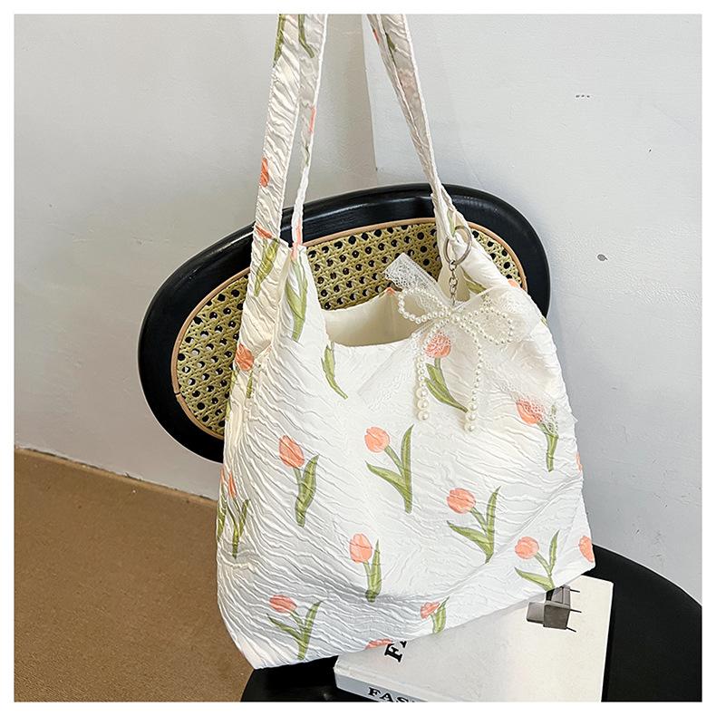 

225 весна-лето новый свежий и милый розовый цветочный модный тренд персонализированная тканевая сумка-тоут через плечо большой вместимости