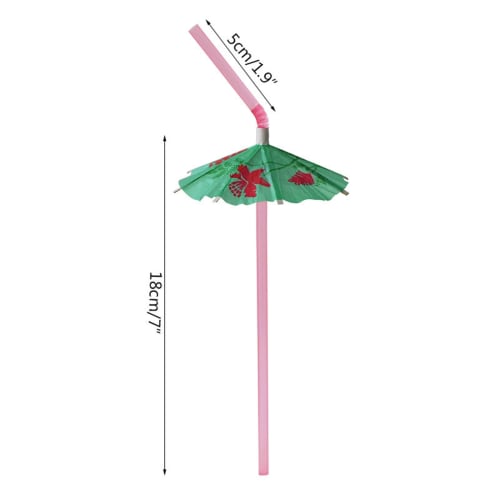 Set of 200 Disposable Plastic Straws with Colorful Umbrella and 3D Flamingo Designs, Perfect for Commercial Use, Coffee Shops, and as Drinking Straws,