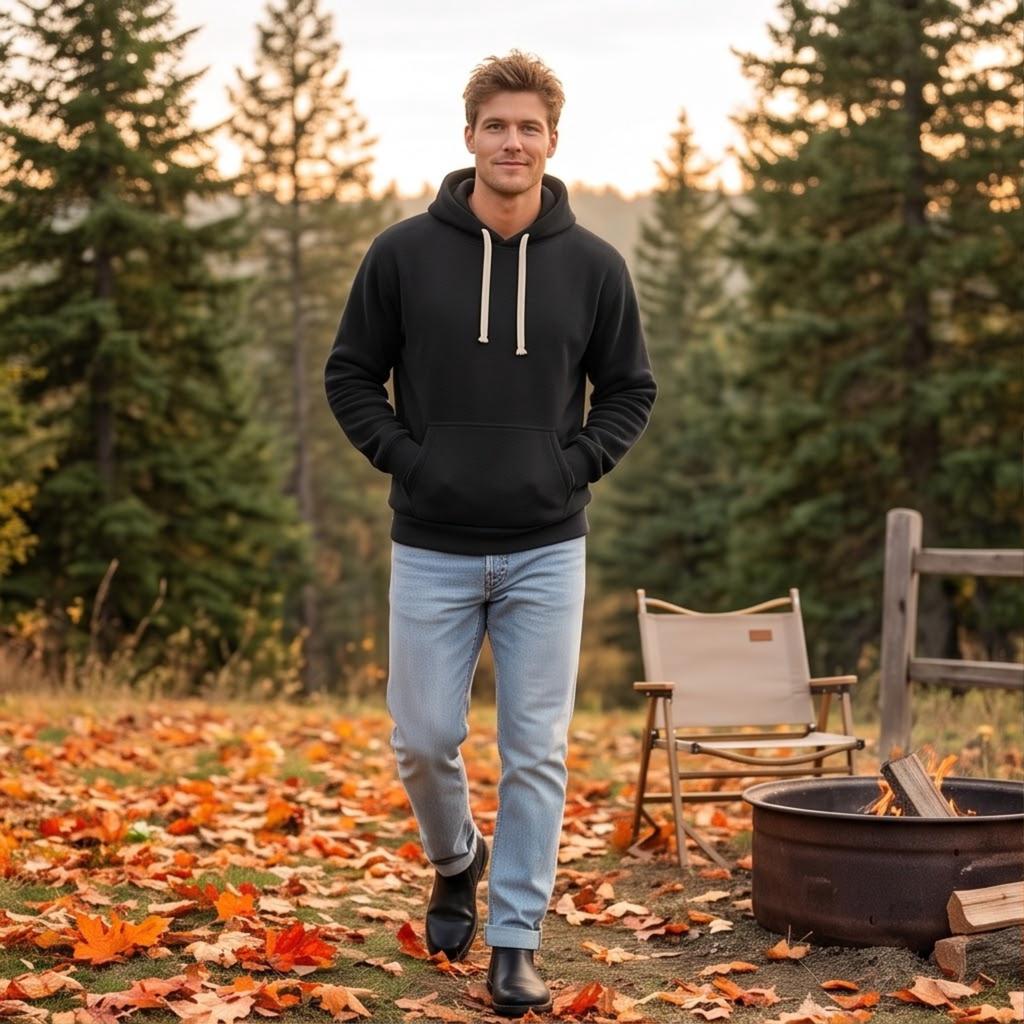 Men's Hooded Sweatshirt Pullover Casual Athletic Top for Fall Winter