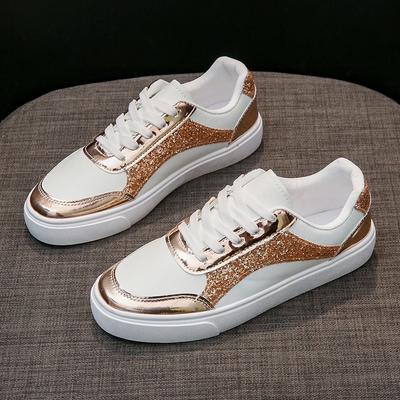 2024 Nouvelles Chaussures à Paillettes Femmes Or Argenté Plates Cuir Assorties Chaussures de Course Chaussures Décontractées de Sport pour Femmes Zapatos De Mujer