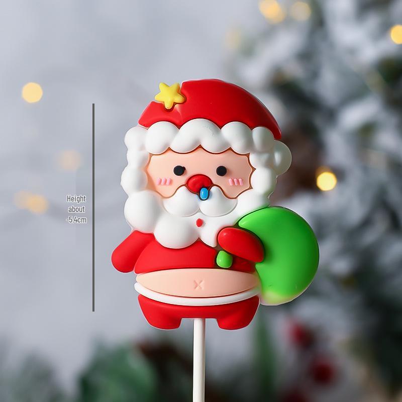 Popular Soft Glue Christmas Cake Ornaments: Santa Claus & Snowman Inserts for Holiday Party Desserts