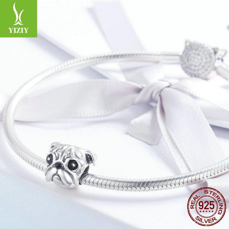 New S925 Sterling Silver Puppy Diy Animal Loose Beads Bracelet Jewelry Accessories Scc834