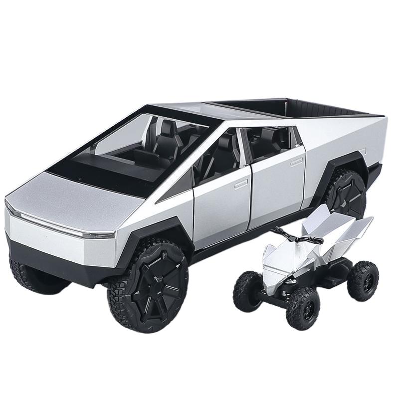 1/32 Tesla Cybertruck Pickup Alloy Diecast Model Car Sound & Light Hobbies Collection Display Decoration Children's Toy Ornaments Gift